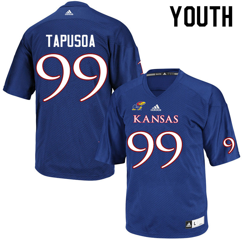 Youth #99 Myles Tapusoa Kansas Jayhawks College Football Jerseys Sale-Royal - Click Image to Close